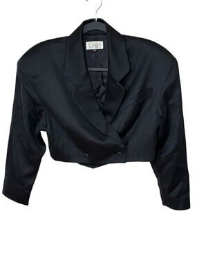 Vintage Chloé Black Formal Cropped‎ Double Breasted Wool Jacket Black 9AR